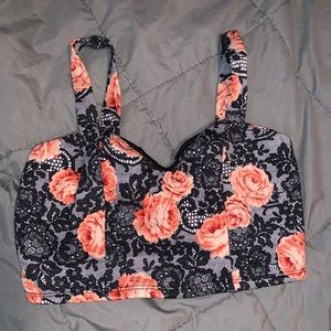 Crop floral lace top